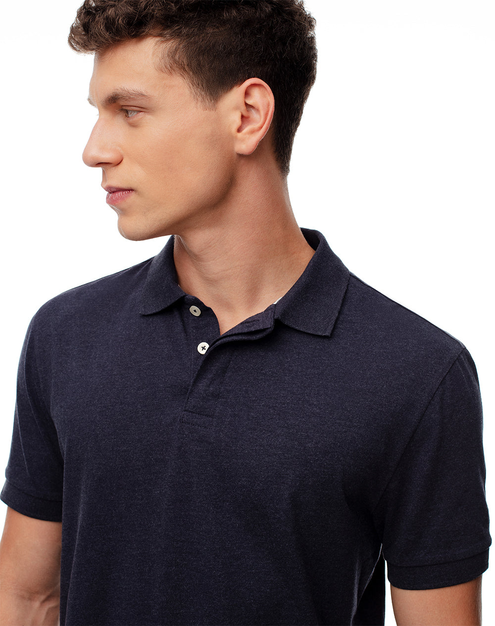 Polo slim fit azul jaspeada