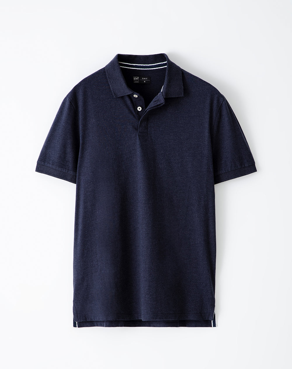 Polo slim fit azul jaspeada