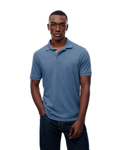 Polo slim fit azul jaspeada