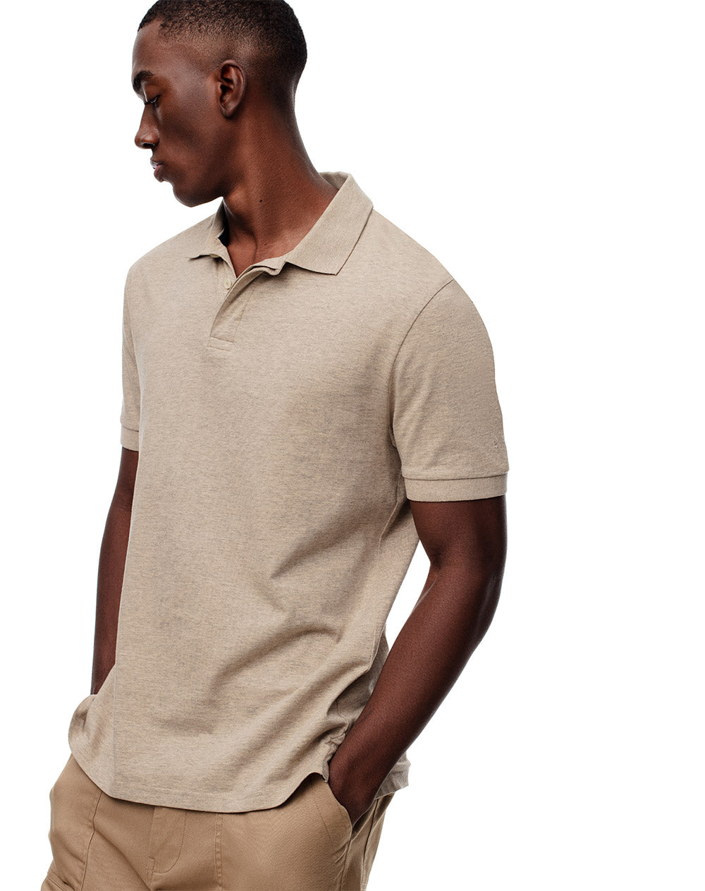 Polo slim fit habana jaspeada