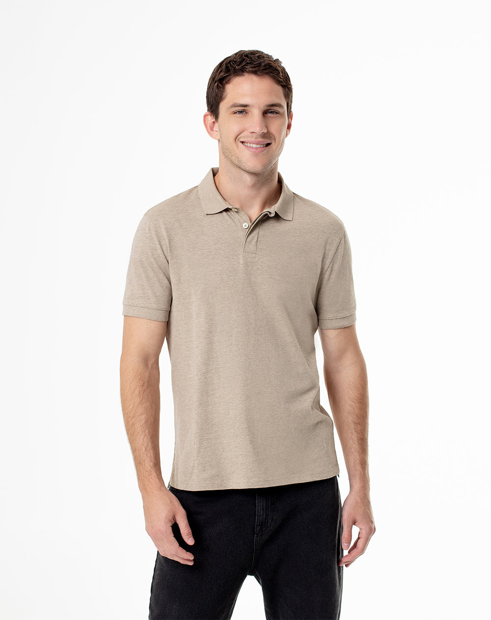 Polo slim fit habana jaspeada