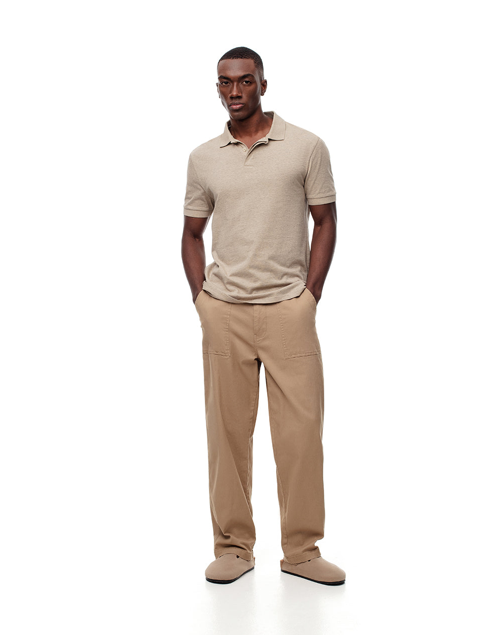 Polo slim fit habana jaspeada