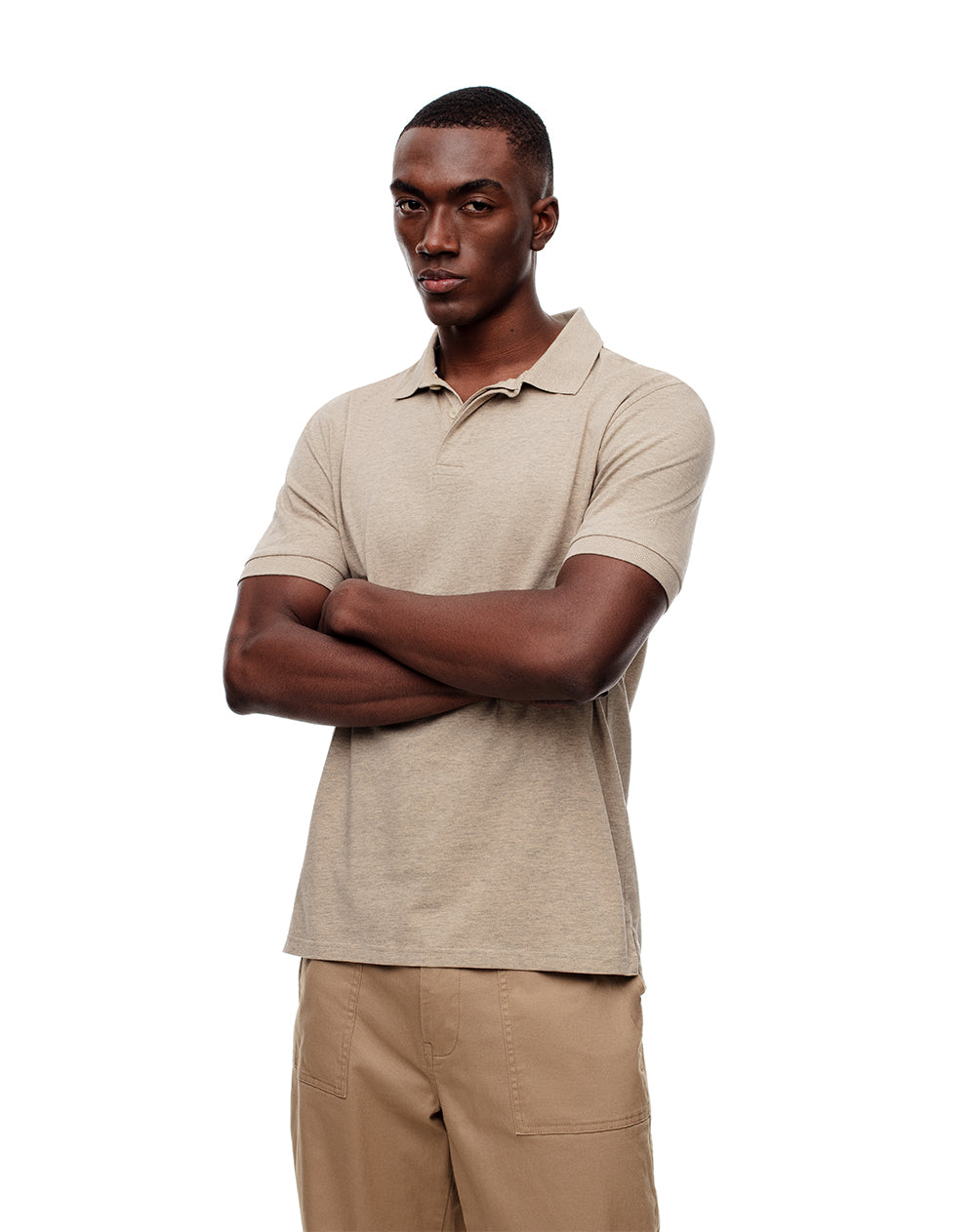 Polo slim fit habana jaspeada