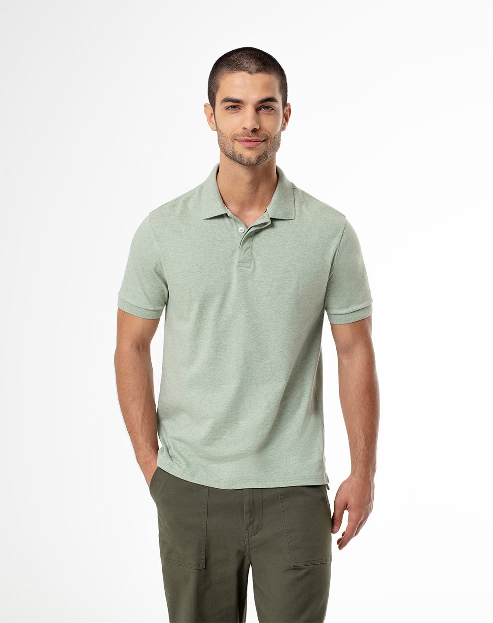 Polo slim fit verde jaspe