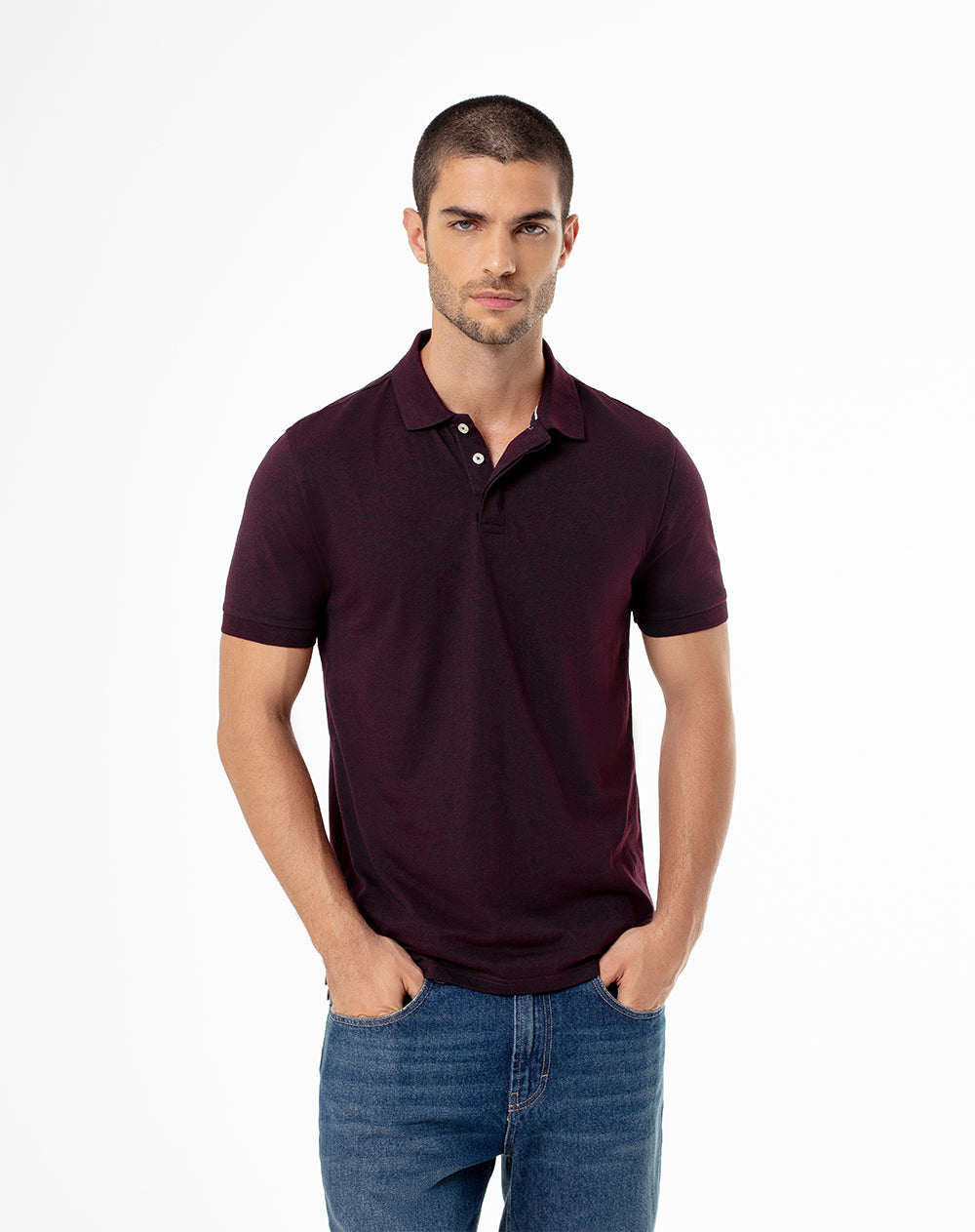 Polo slim fit vinotinto jaspe