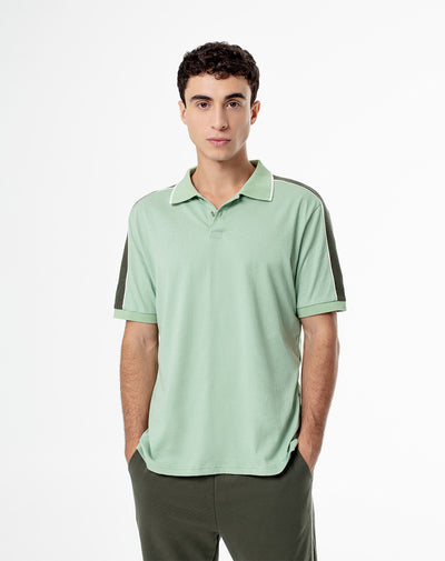 Polo relaxed fit manga corta verde con bloques