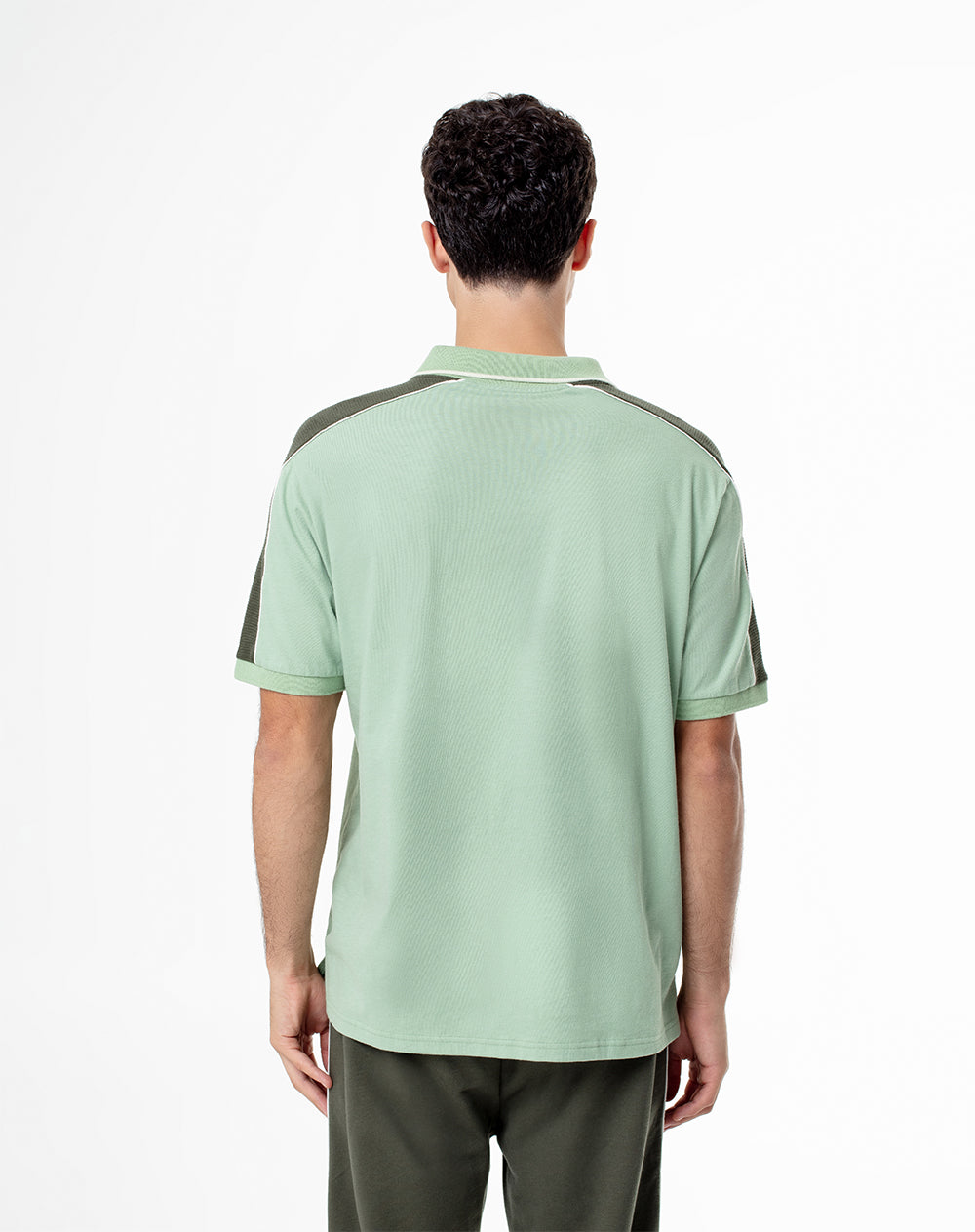 Polo relaxed fit manga corta verde con bloques