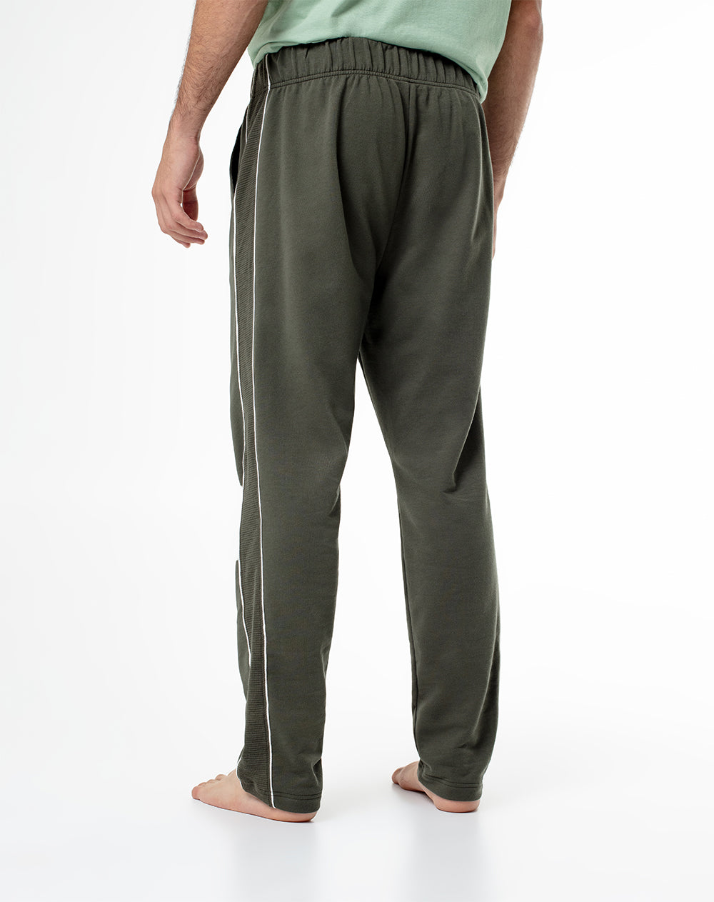 Pantalón relaxed fit tiro medio verde bloques