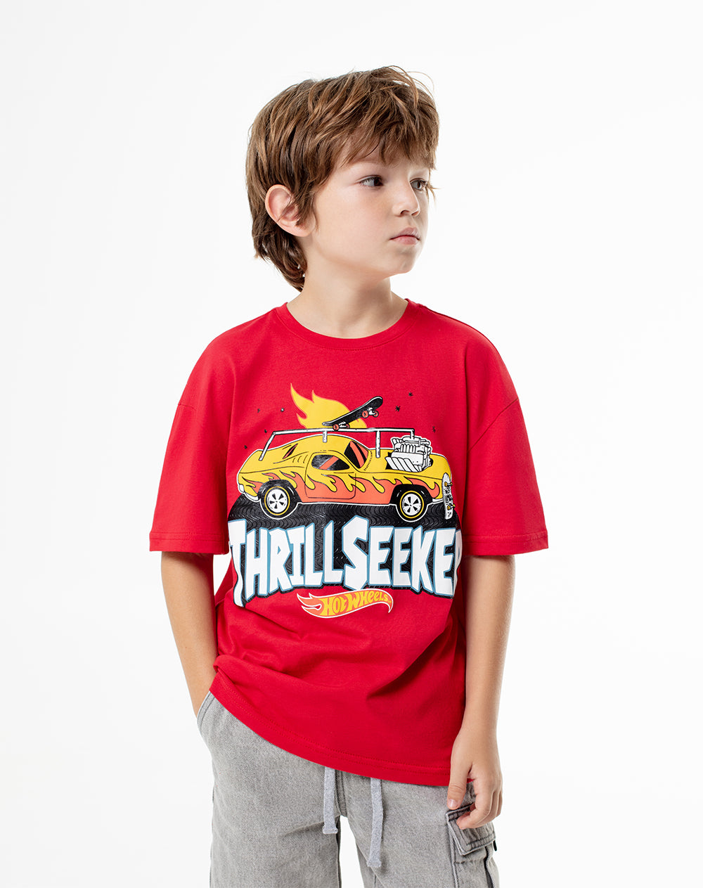 Camiseta Hot wheels manga corta roja