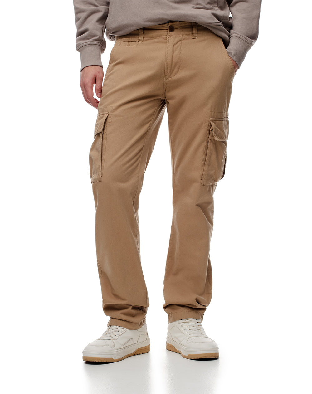 Cargo slim fit tiro medio cafe