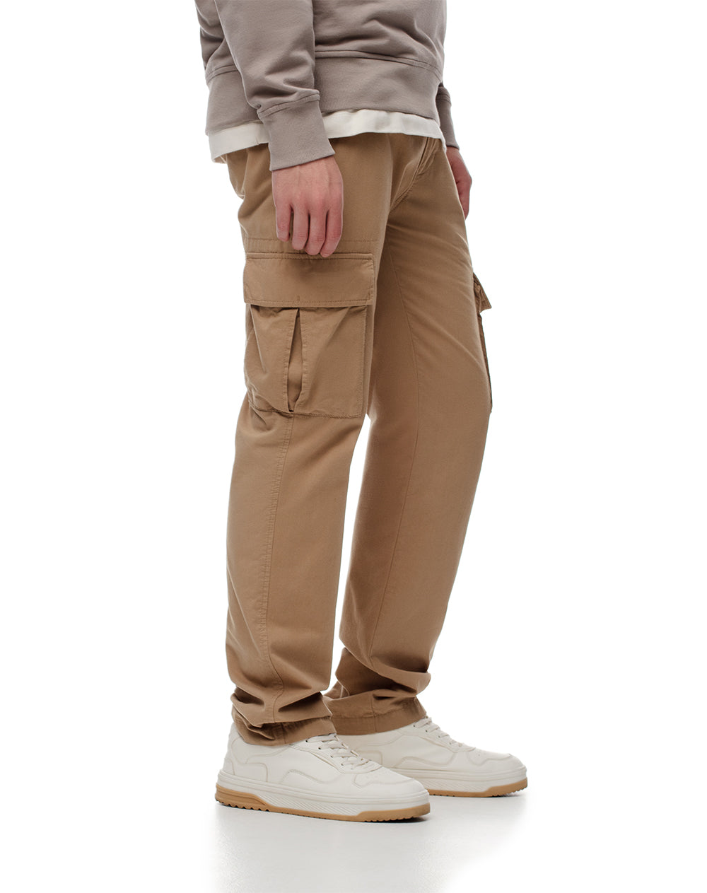 Cargo slim fit tiro medio cafe