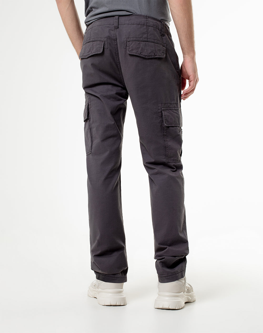 Cargo slim fit tiro medio gris