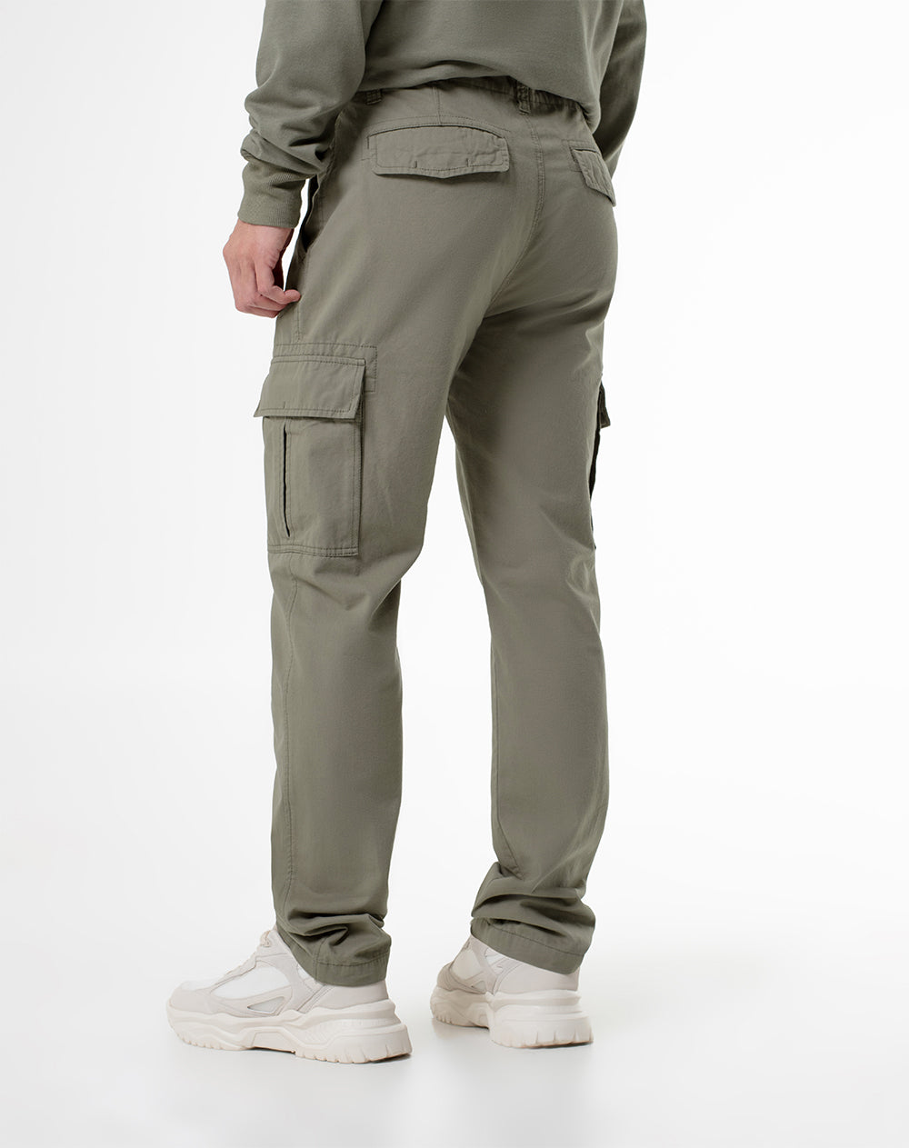 Cargo slim fit tiro medio verde