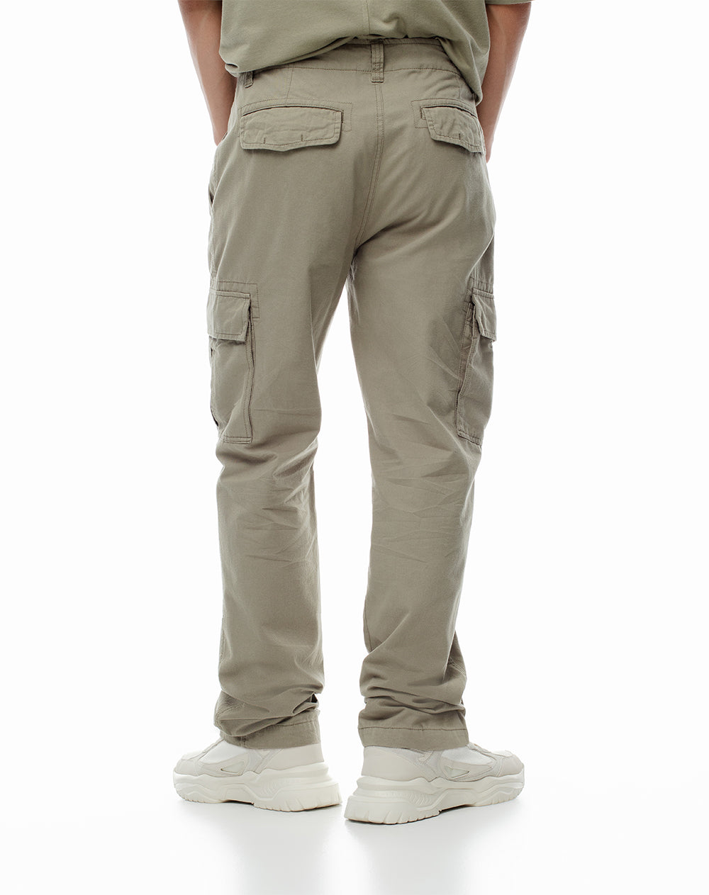 Cargo slim fit tiro medio verde