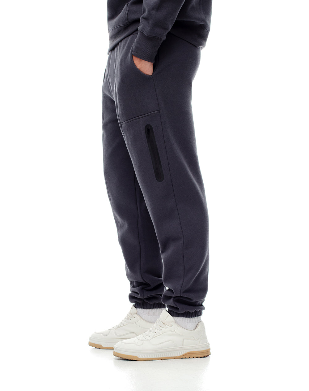 Jogger regular fit tiro medio gris