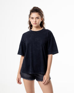 Camiseta oversized fit manga corta negra