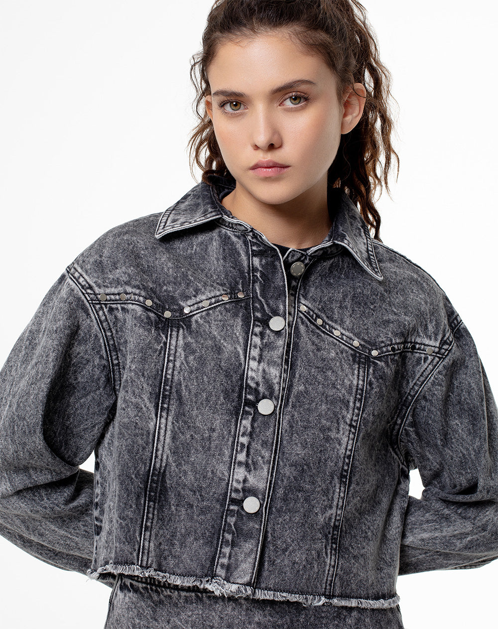 Chaqueta regular fit sin capucha denim gris