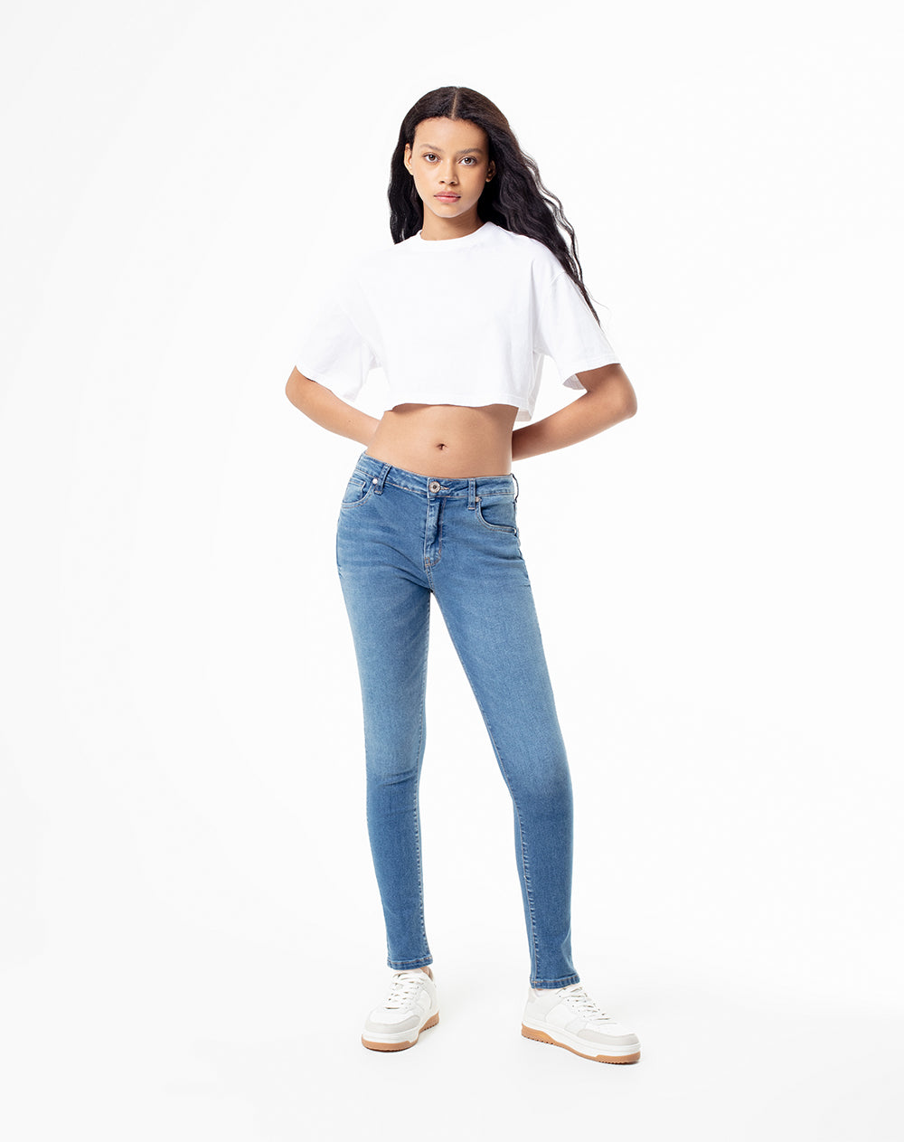 Jean Super skinny fit tiro medio indigo