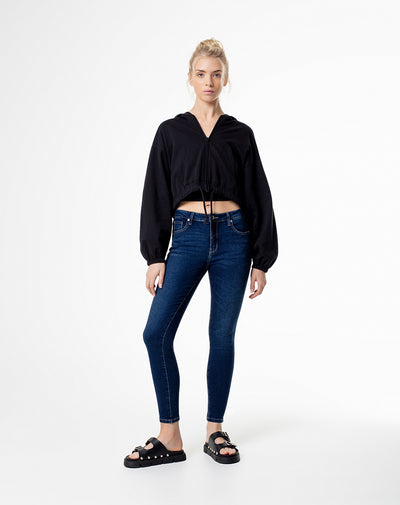 Jean Super skinny fit tiro medio indigo oscuro