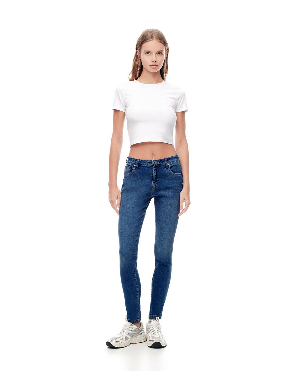 Jean Super skinny fit tiro medio indigo oscuro