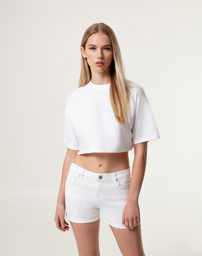 Short pantaloneta denim blanco