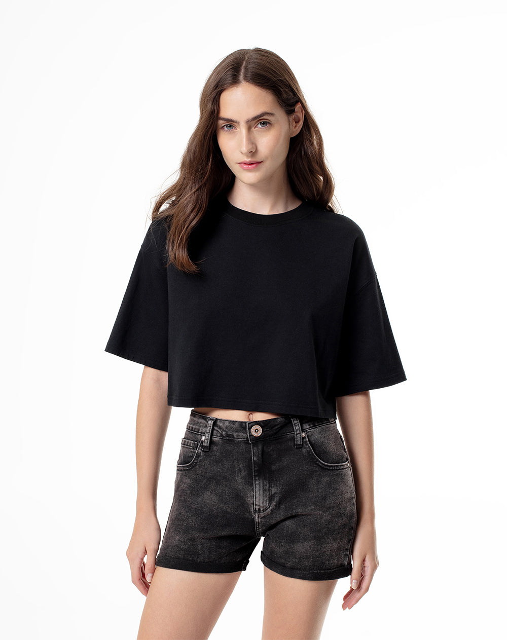 Short pantaloneta denim negro