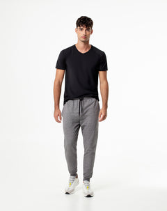 Jogger regular fit tiro medio gris jaspe