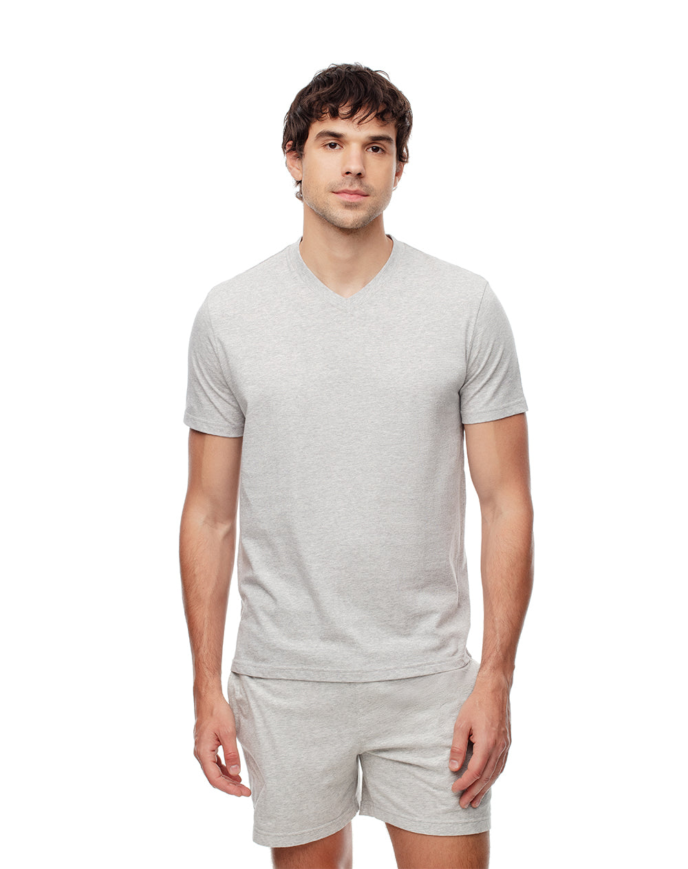 Camiseta relaxed fit manga corta gris jaspeada