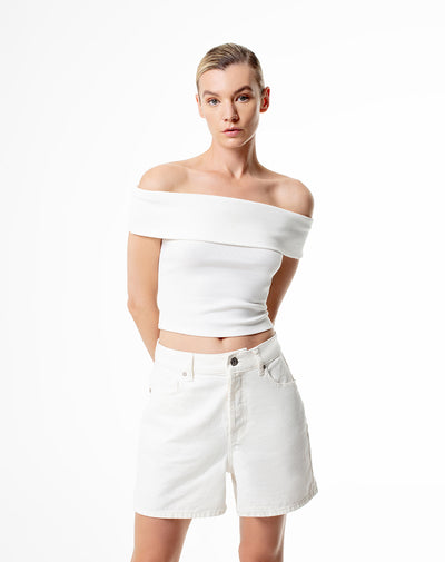 Short pantaloneta denim blanco