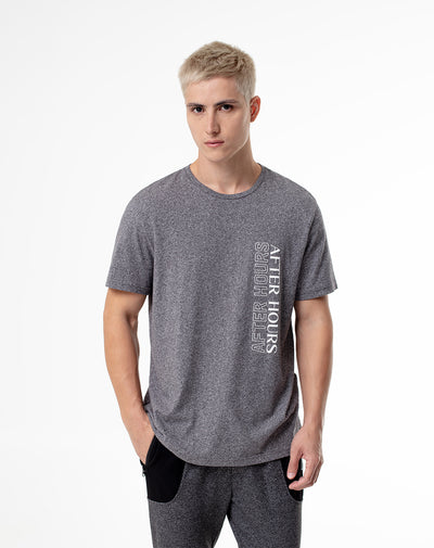 Camiseta oversized fit manga corta gris jaspeada